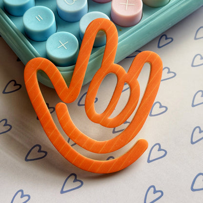 Yellow + Salmon ILY Double-Sided Paperclip