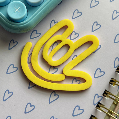 Yellow + Salmon ILY Double-Sided Paperclip