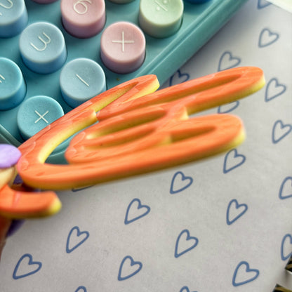 Yellow + Salmon ILY Double-Sided Paperclip