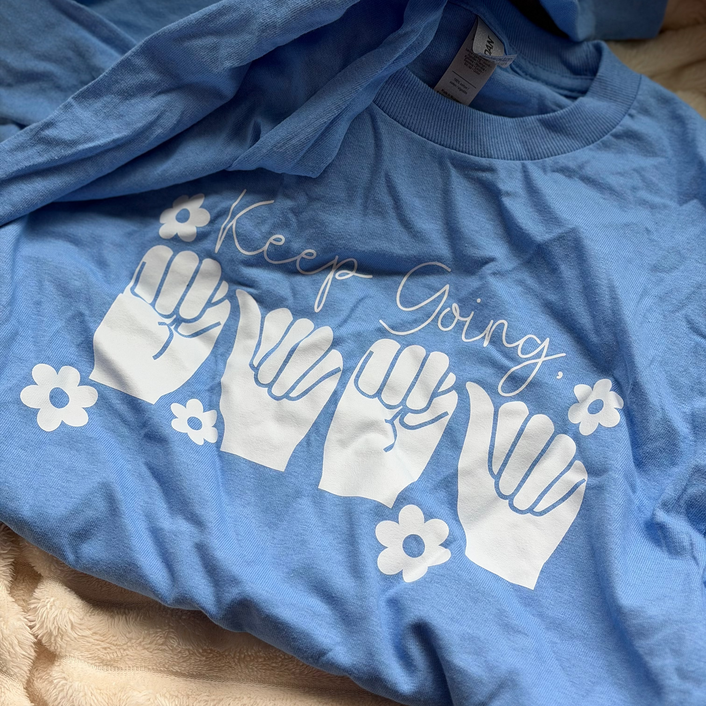 Keep Going Mama - M Carolina Blue Long Sleeve