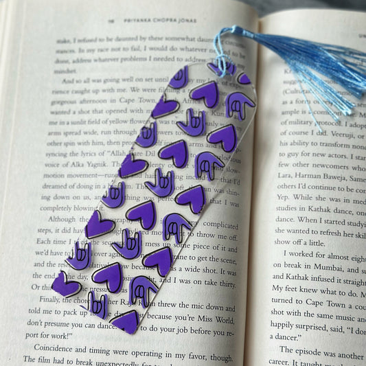 Purple Heart ILY Acrylic Bookmark