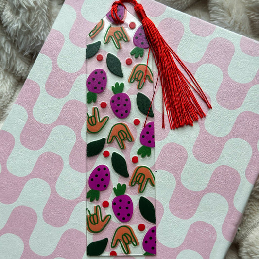 Strawberry ILY Acrylic Bookmark