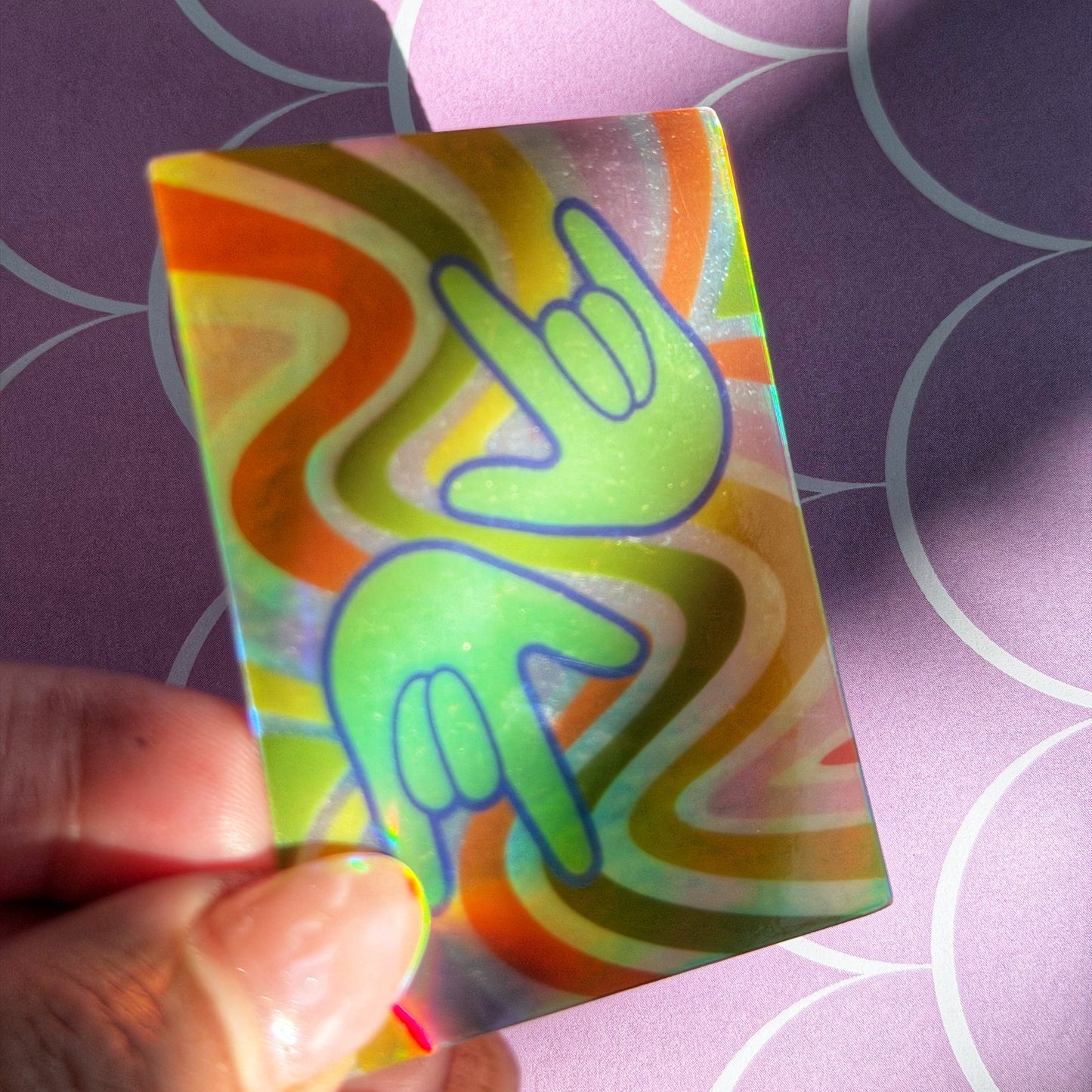 Retro Wave ILY Hologram Sticker