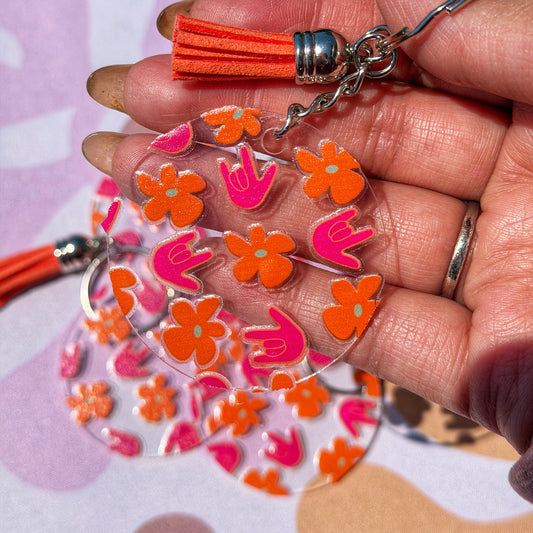 Tangerine Bloom ILY Acrylic Keychain