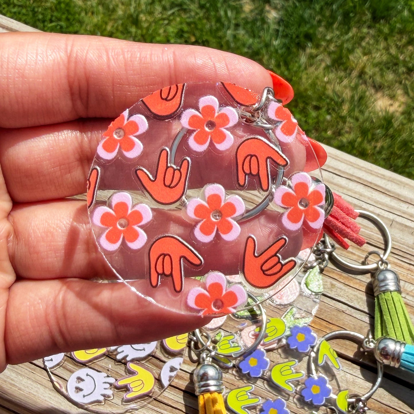 Orange Daisy  ILY Acrylic Keychain