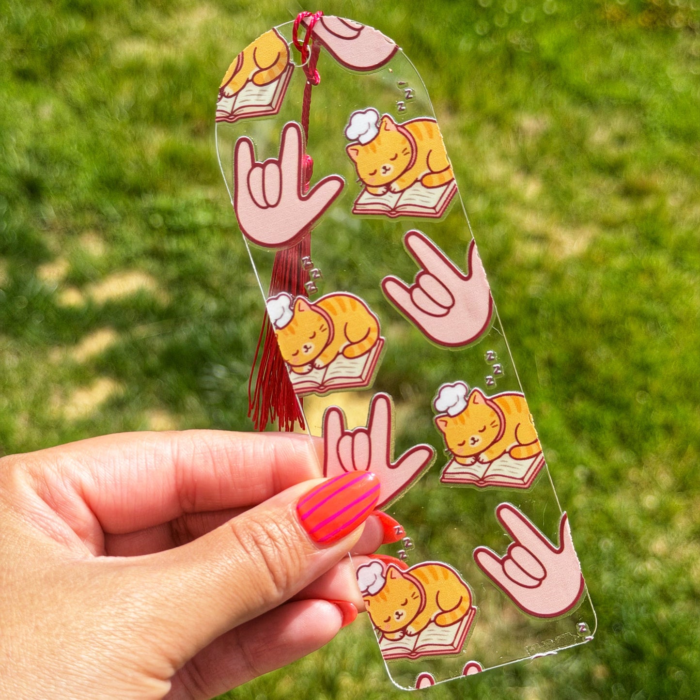 Sleepy Reader ILY Acrylic Bookmark