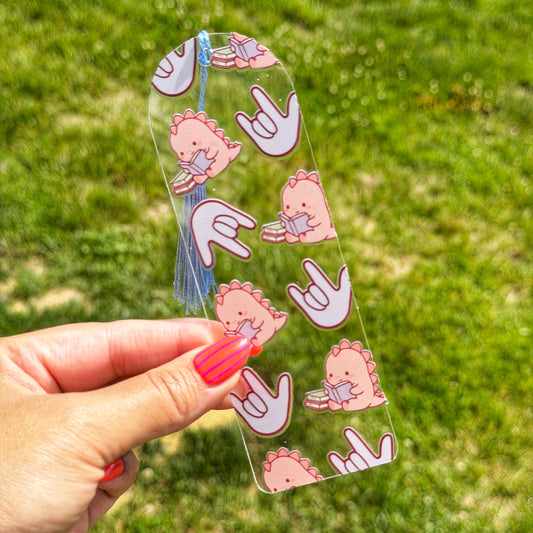 Dino Reader ILY Acrylic Bookmark