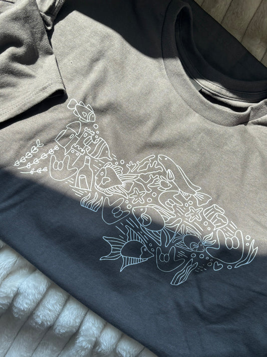 Fish Doodle - XL Pepper Tee