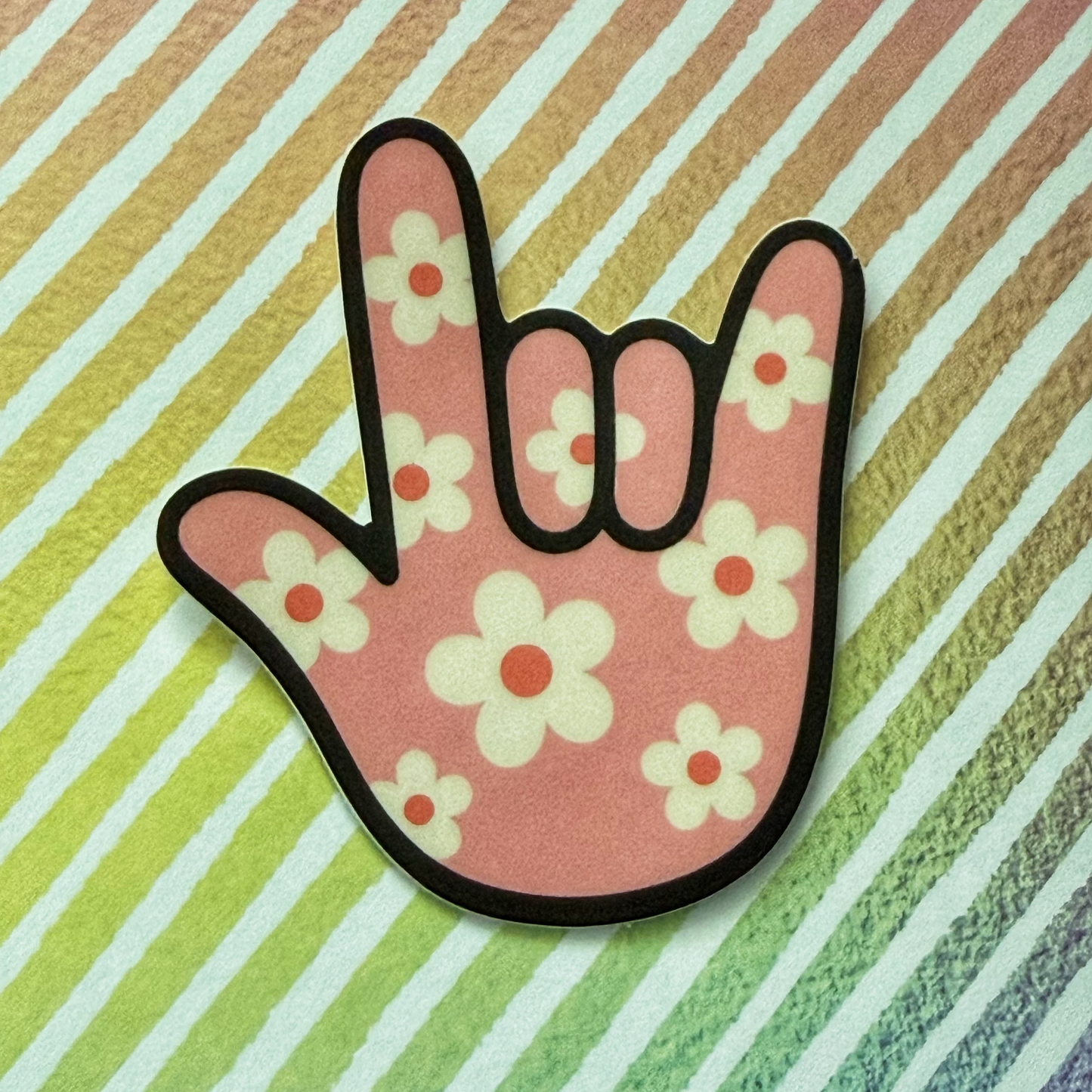 Pink Flower ILY Sticker