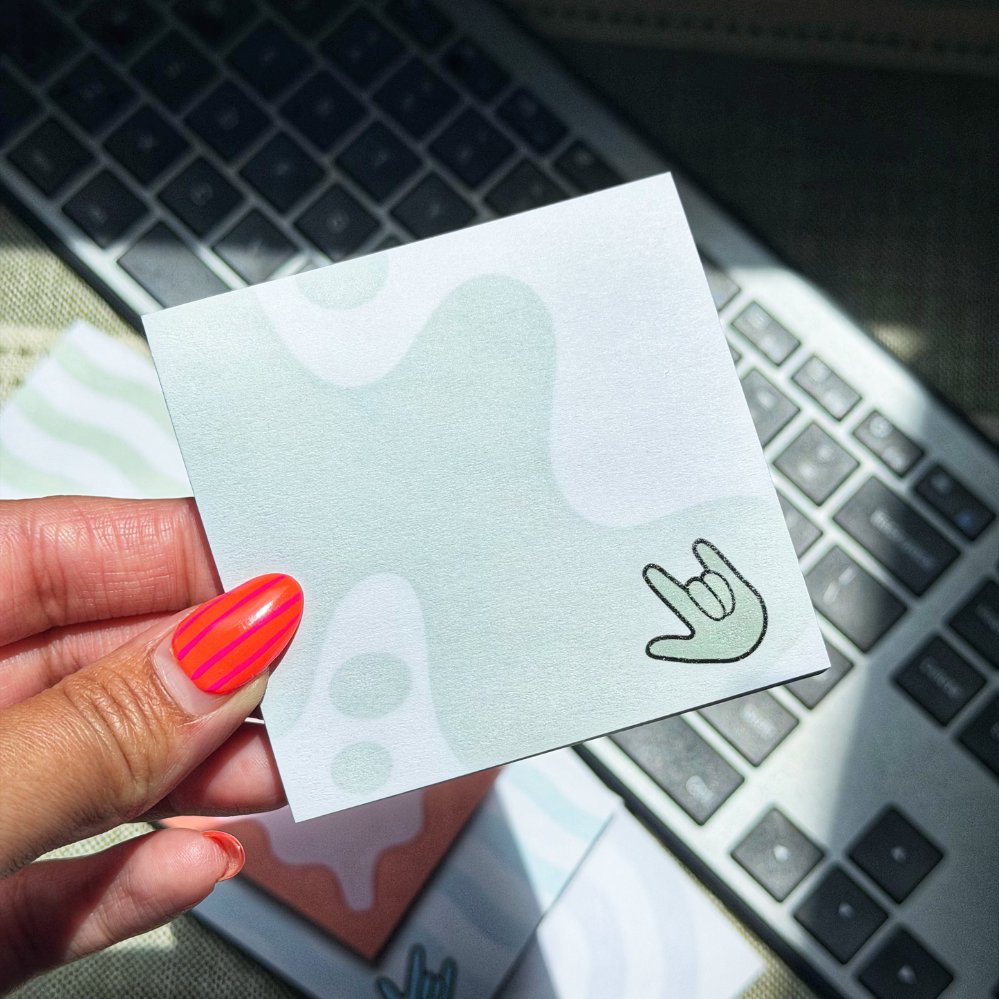 Green Abstract Sticky Notes
