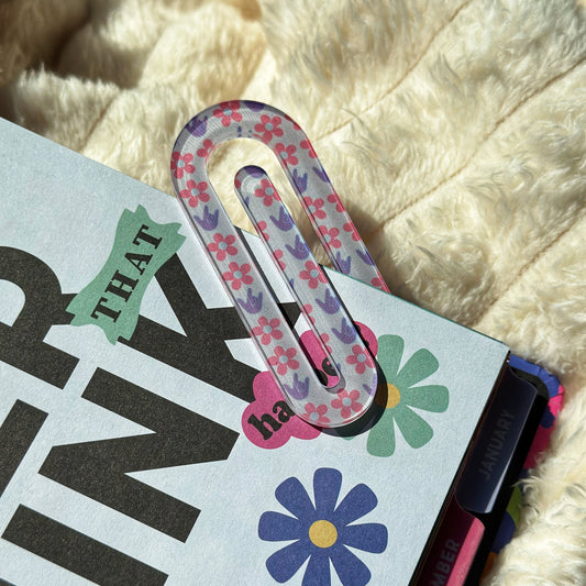 Pink Flower ILYJumbo  Paperclip