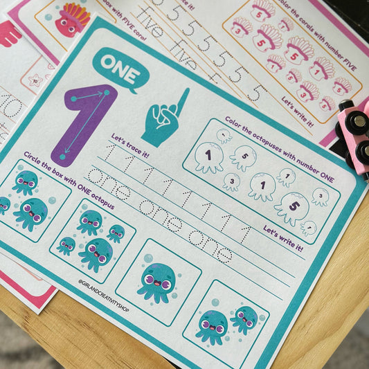 ASL Numbers Landscape Worksheet