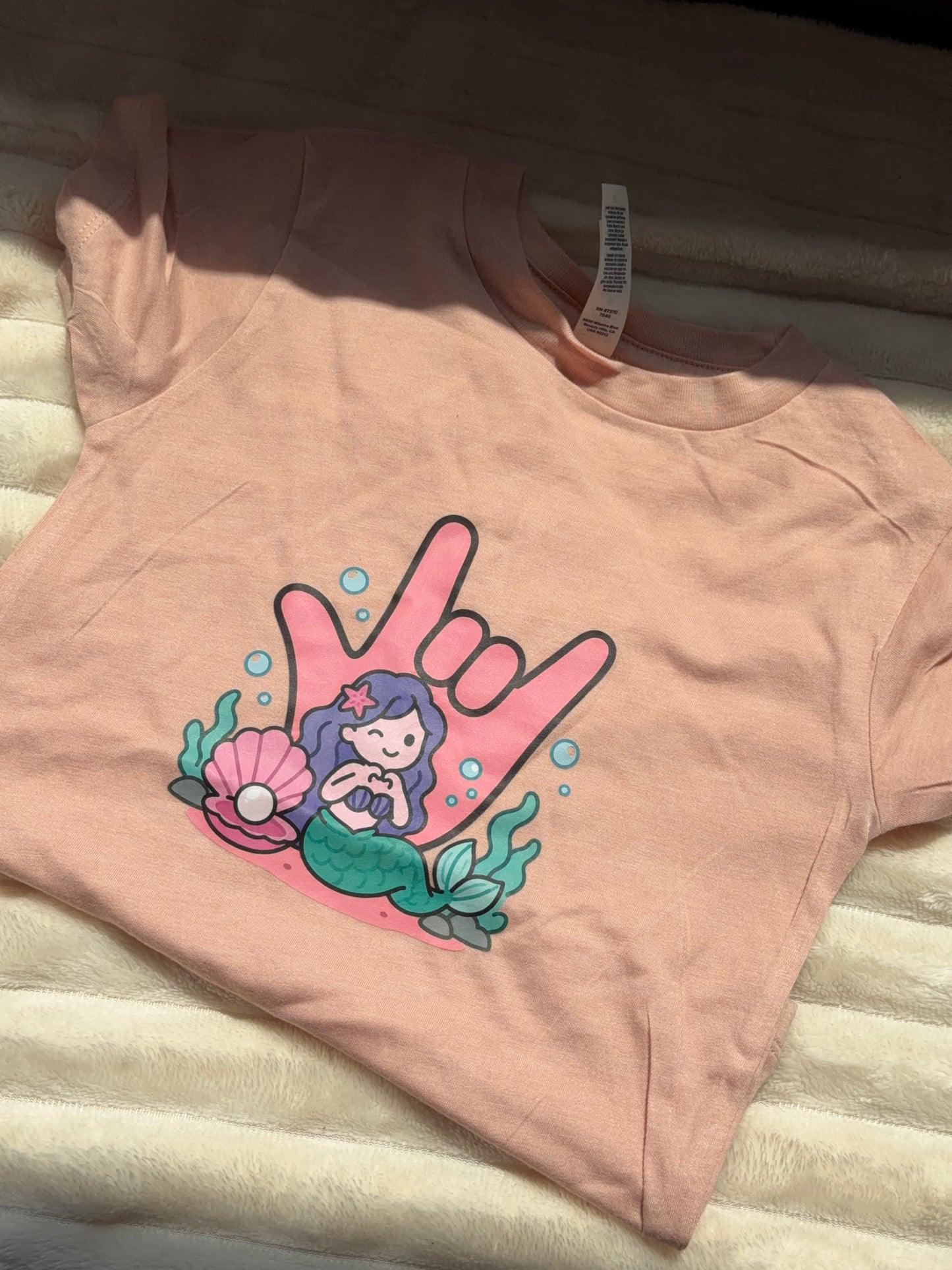Mermaid ILY - 2T Peach Toddler Tee