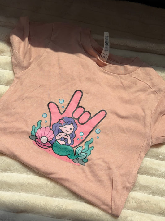 Mermaid ILY - 2T Peach Toddler Tee