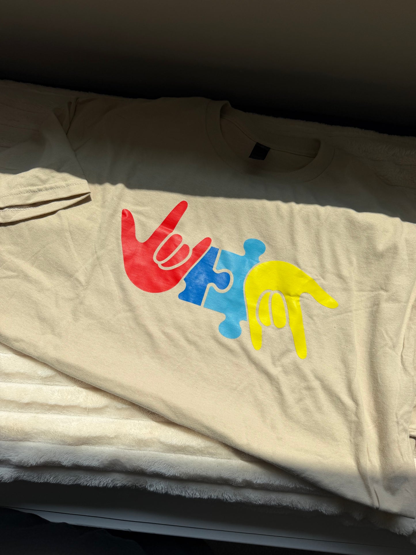 Autism Puzzle ILY  - XL Sand Tee