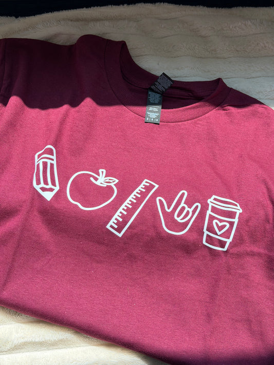 Teacher Doodle - M Maroon Tee
