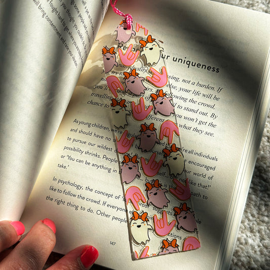 Cute Ghost ILY Acrylic Bookmark