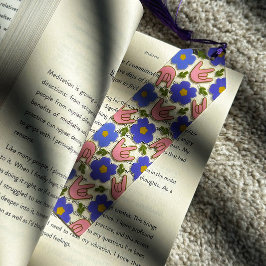 Floral Purple ILY Acrylic Bookmark