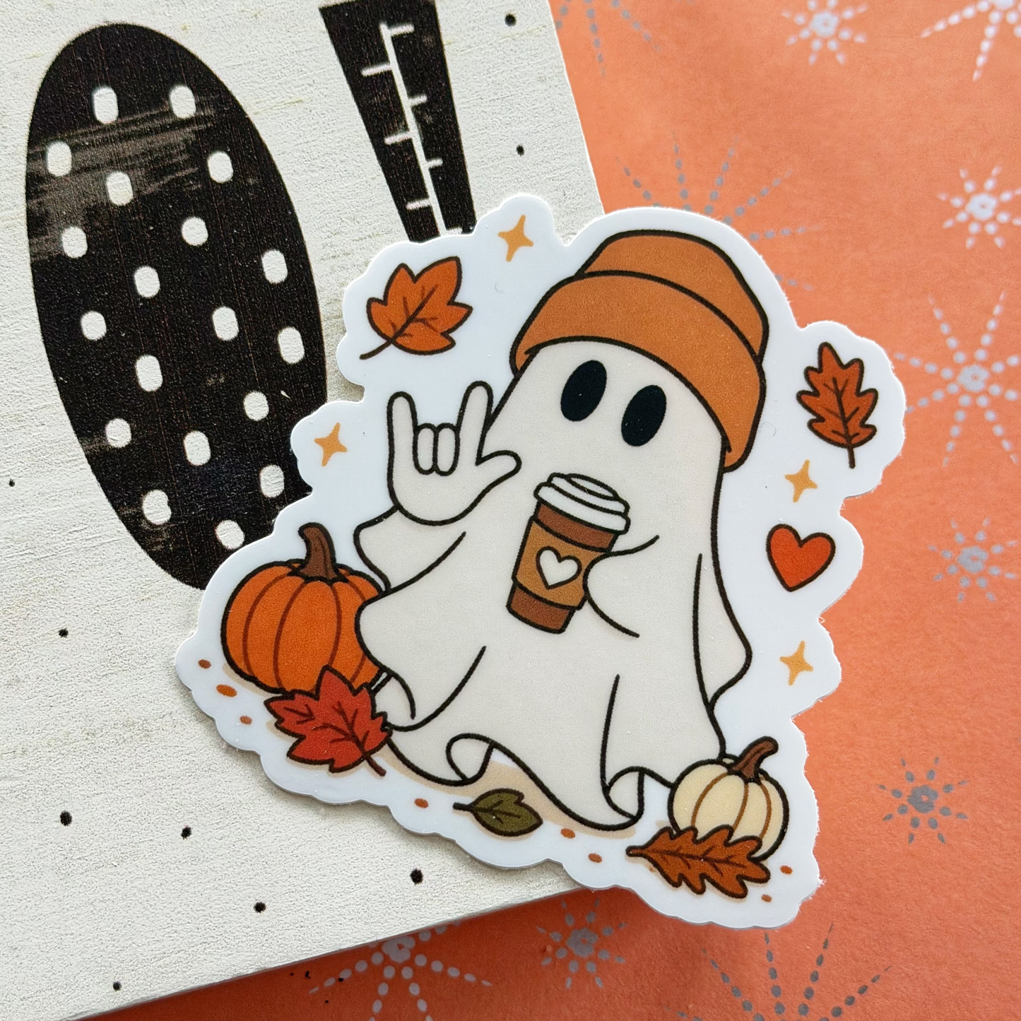 Cozy Coffee Ghost ILY Sticker
