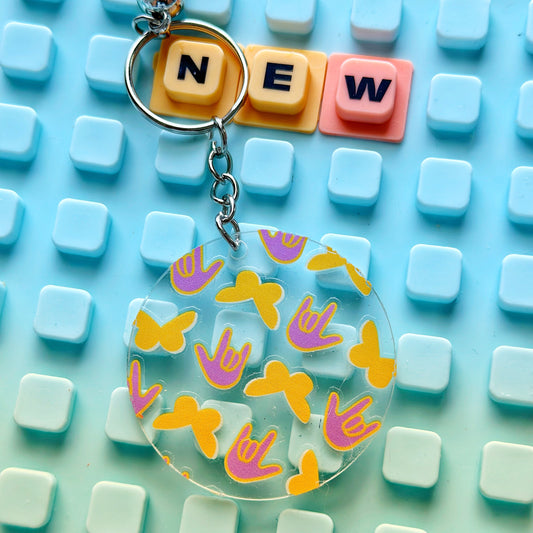 Yellow Butterfly ILY Acrylic Keychain
