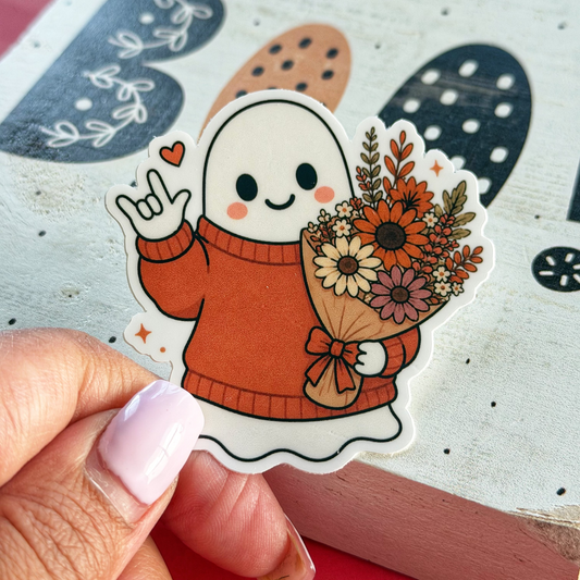 ILY Ghost Flower Sticker