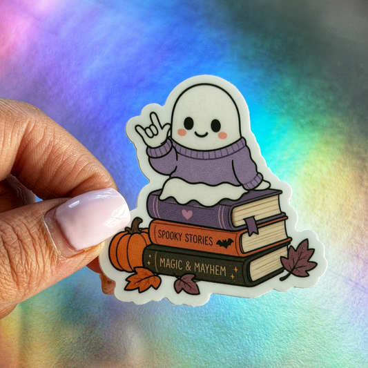 ILY Ghost Book Lover Sticker
