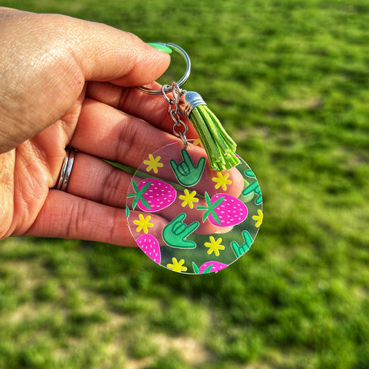 Strawberry ILY Acrylic Keychain
