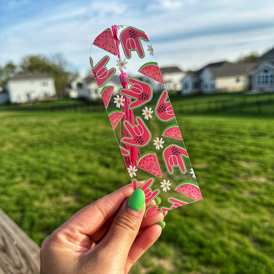 Watermelon ILY Acrylic Bookmark