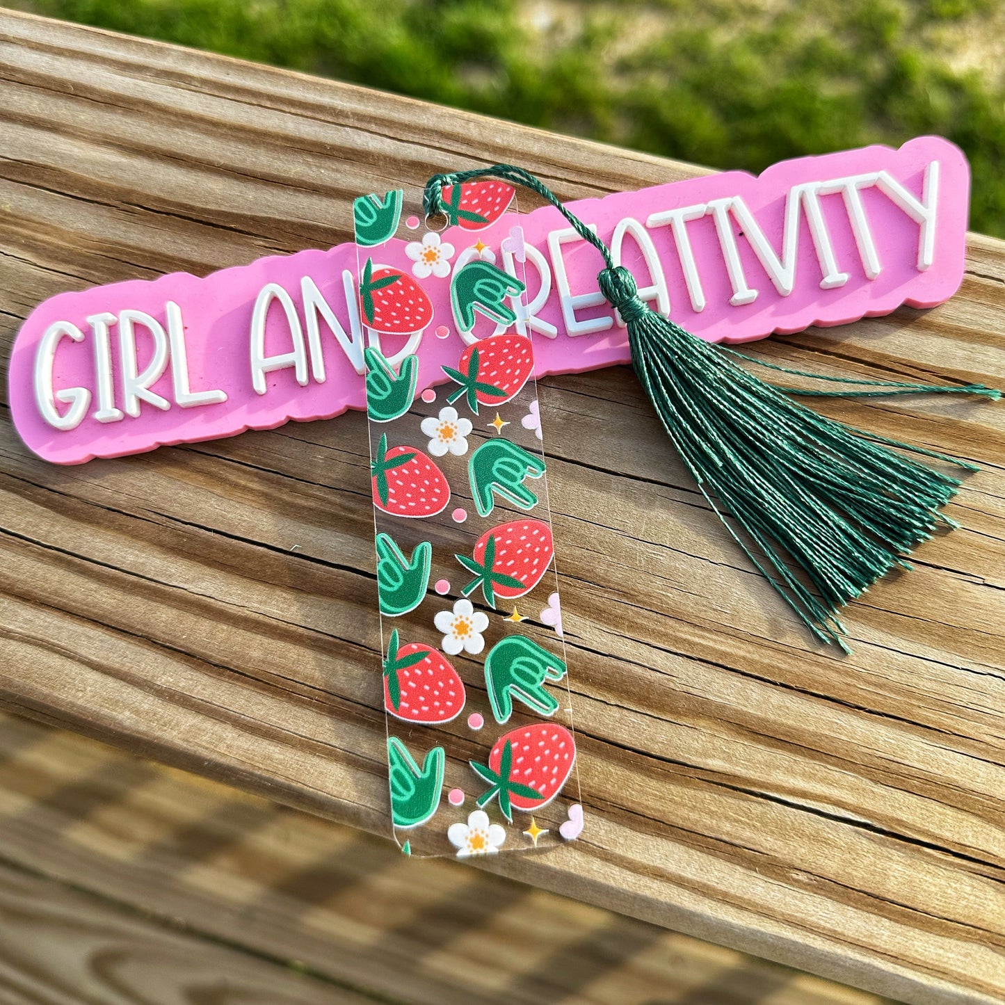 Strawberry ILY Acrylic Bookmark