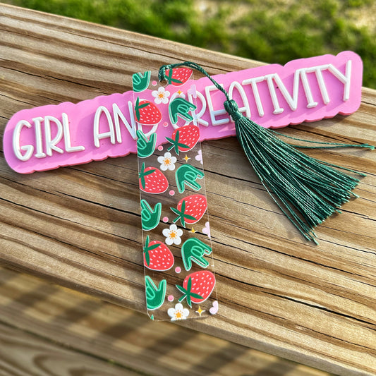 Strawberry ILY Acrylic Bookmark