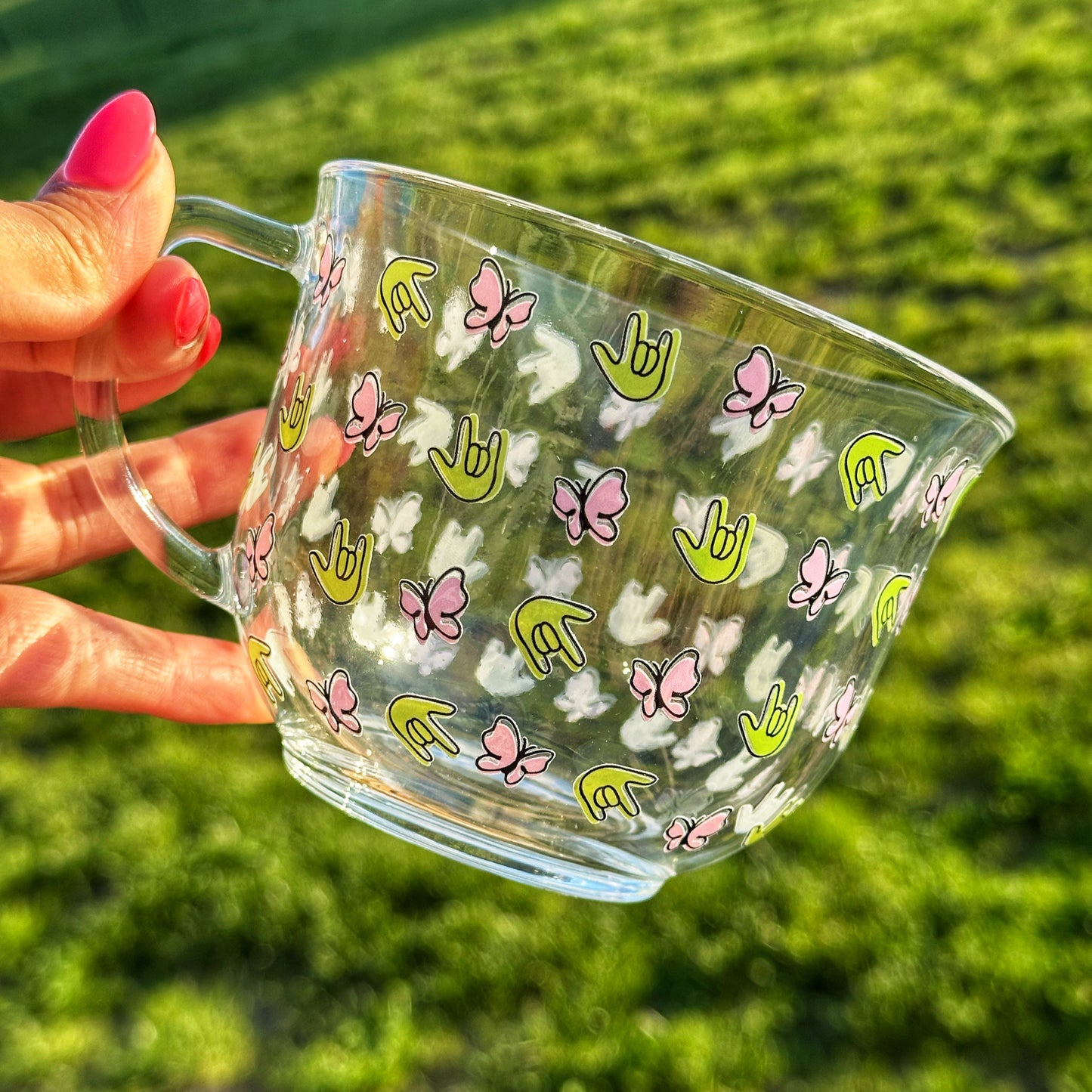 Butterfly ILY Glass Mug