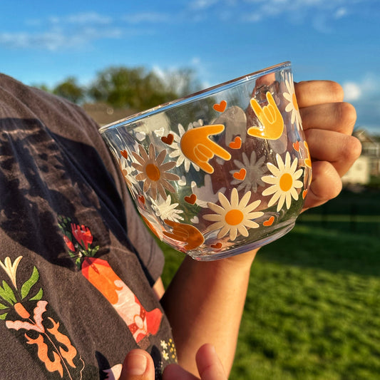 Sunflower ILY Glass Mug
