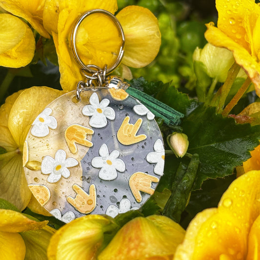 Boho Flower ILY Acrylic Keychain