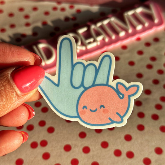 Cute Whale ILY Sticker