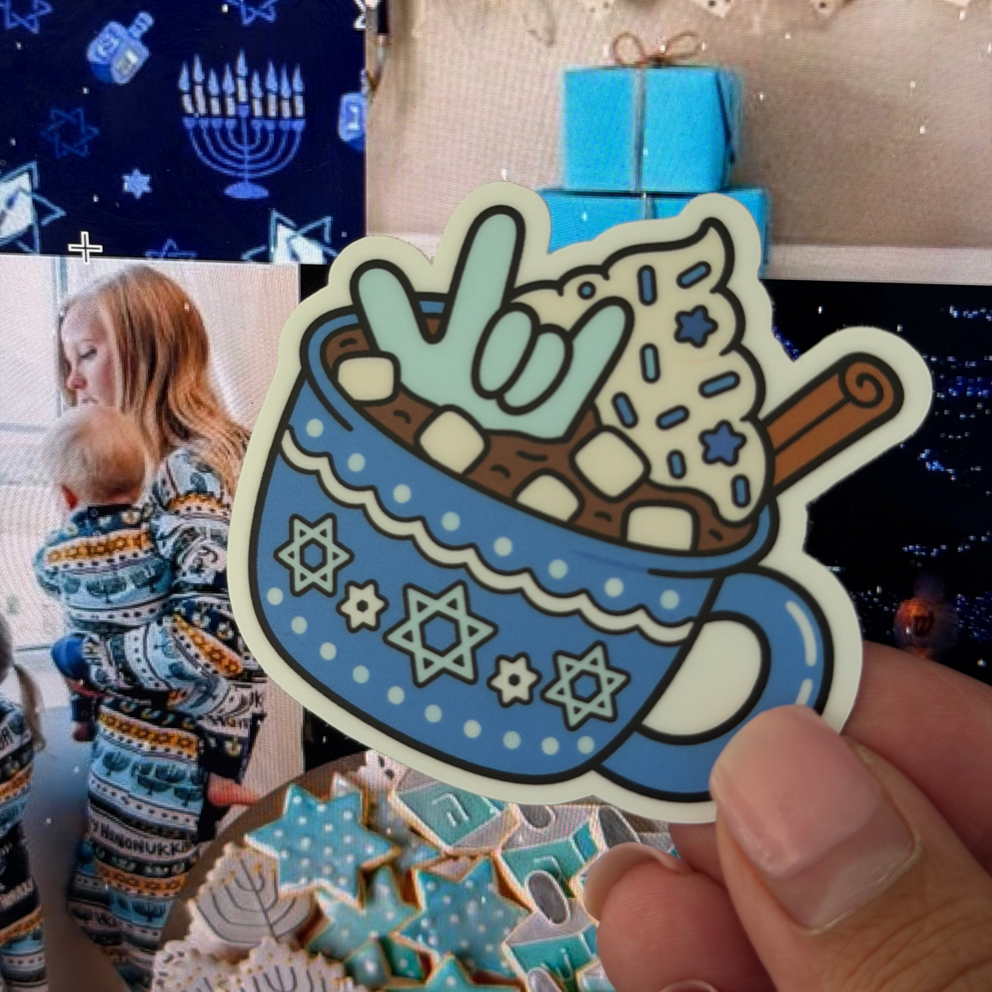 ILY Hanukkah Cocoa Sticker