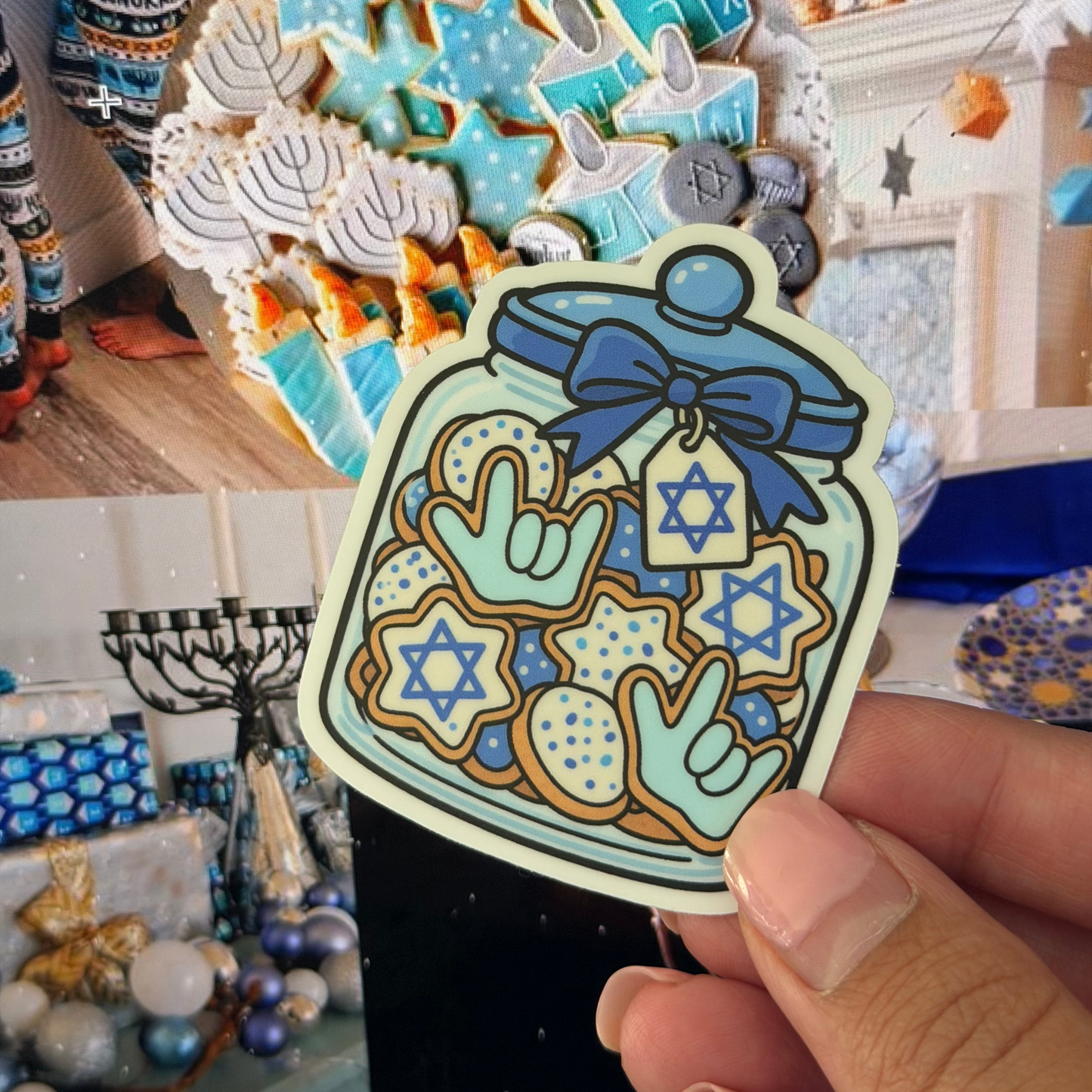 ILY Hanukkah Cookie Jar Sticker