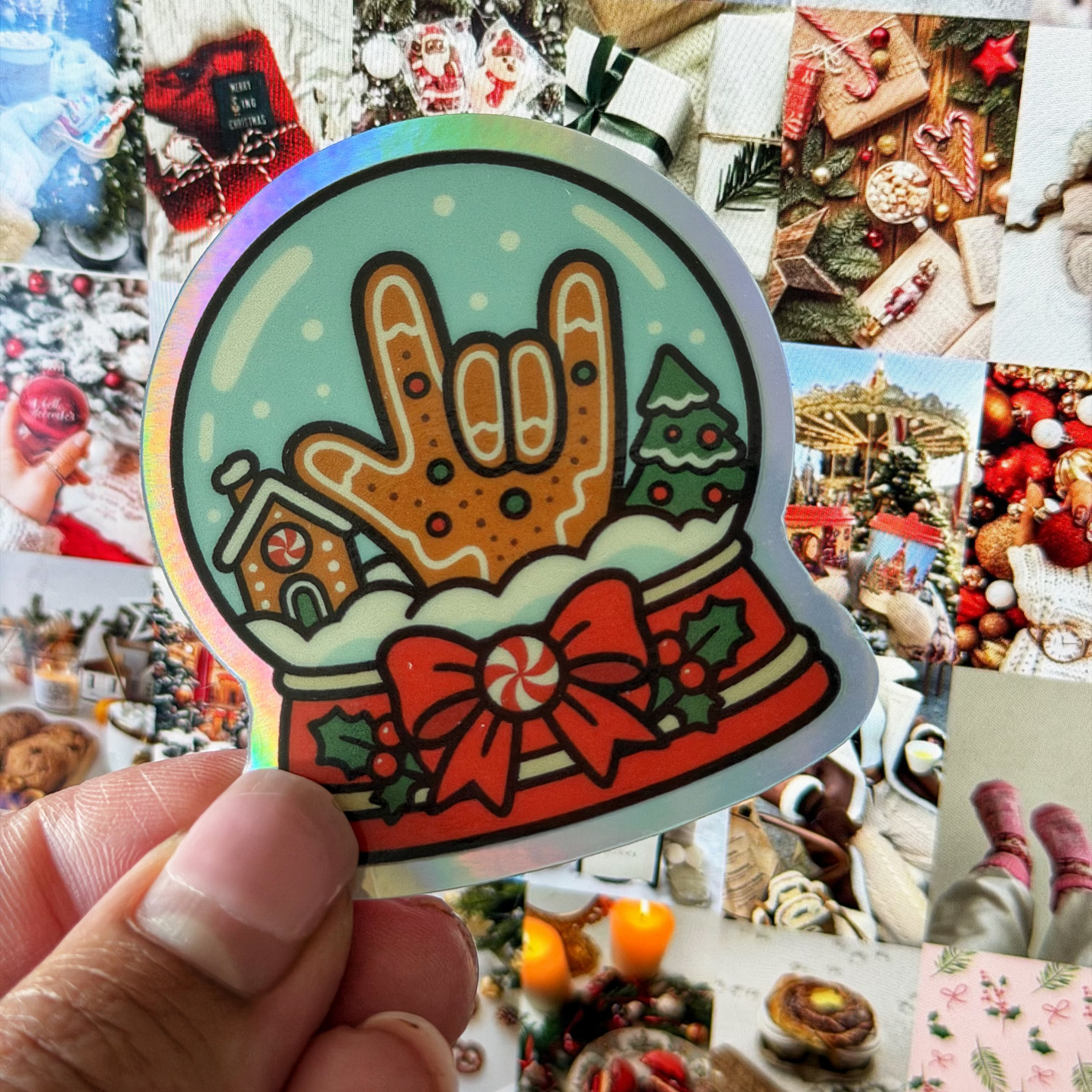 Hologram ILY Globe Sticker