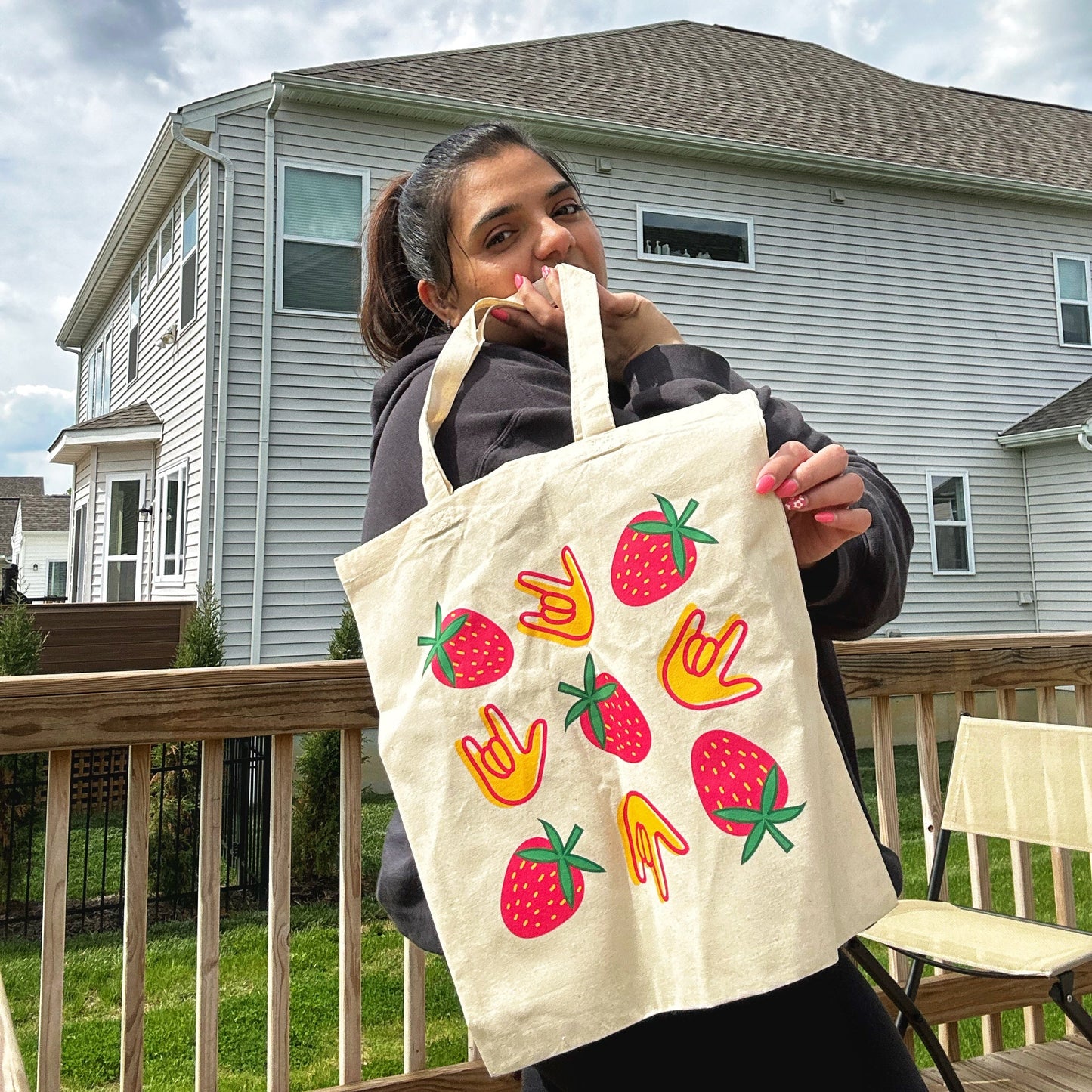 Strawberries & ILY Tote Bag