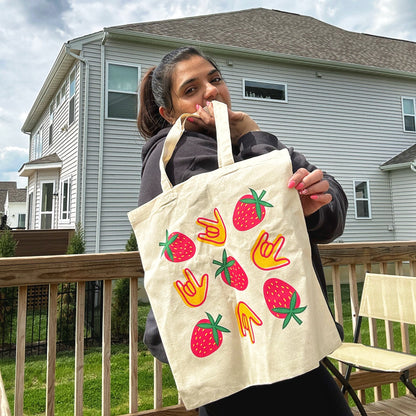 Strawberries & ILY Tote Bag