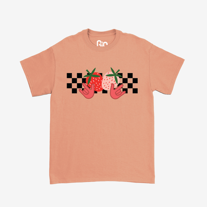 ILY Strawberry Checkered Tee