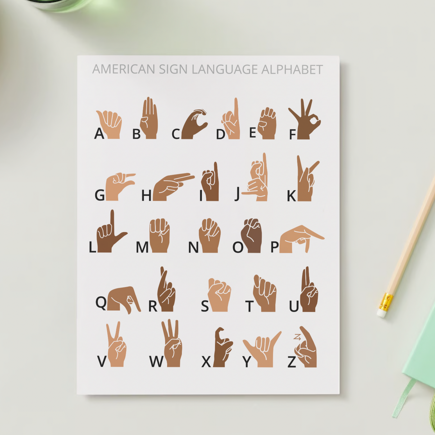 Diverse ASL Alphabet Poster
