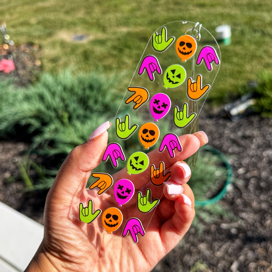 Neon Spooky ILY Acrylic Bookmark