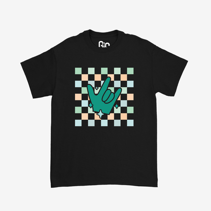 Turquoise Checkered & ILY Tee