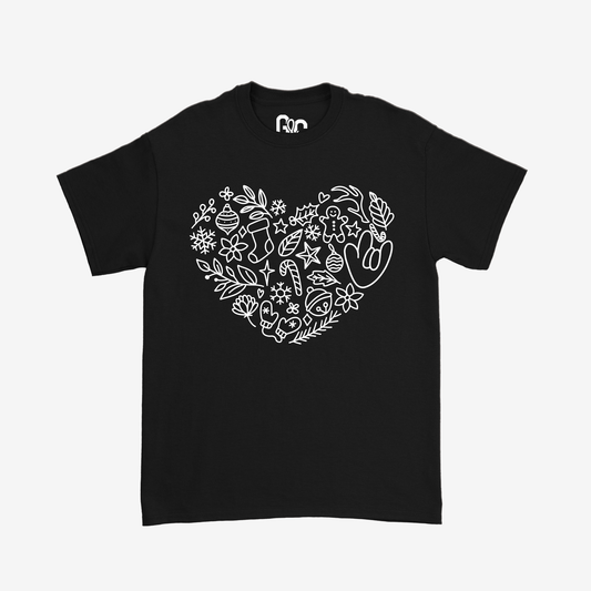 Christmas Doodle Heart Tee