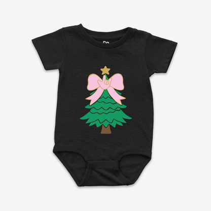 Bow Xmas Tree Onesie Tee