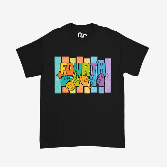 Fourth Grade Retro Striped T/Y Tee