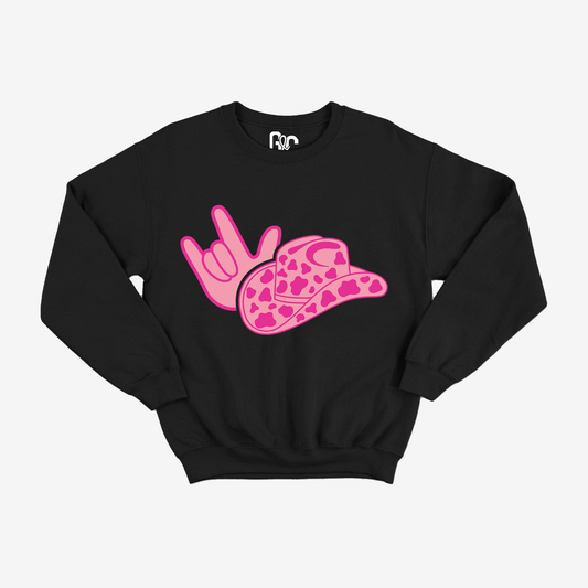 Cowgirl Pink ILY Youth Crewneck