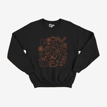 Brown Autumn Doodle Crewneck