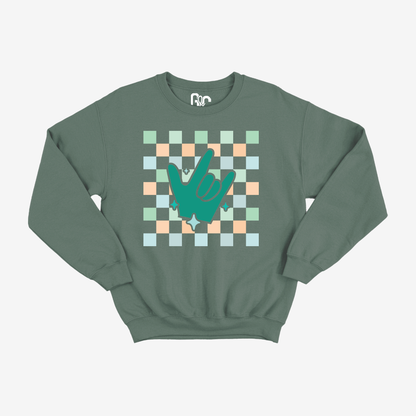 Turquoise Checkered & ILY Crewneck