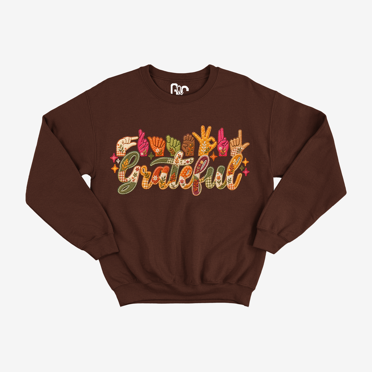 Faux Embroidery Grateful Crewneck